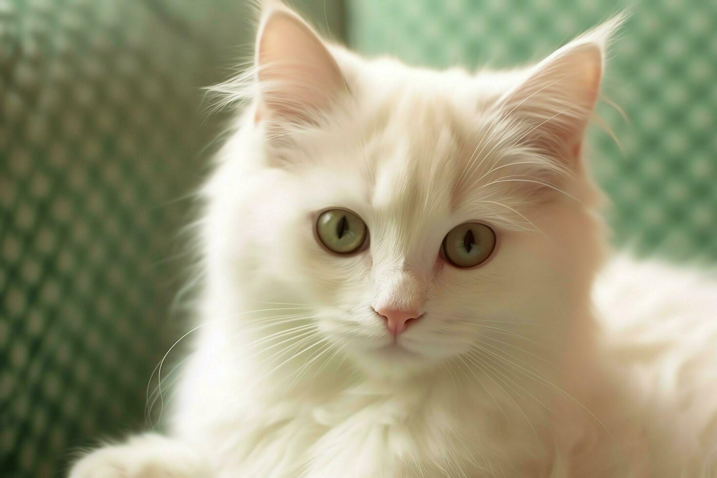 Cute small fluffy kitten with beautiful eyes is sitting or resting. British shorthair. Cat day concept by AI Generated photo