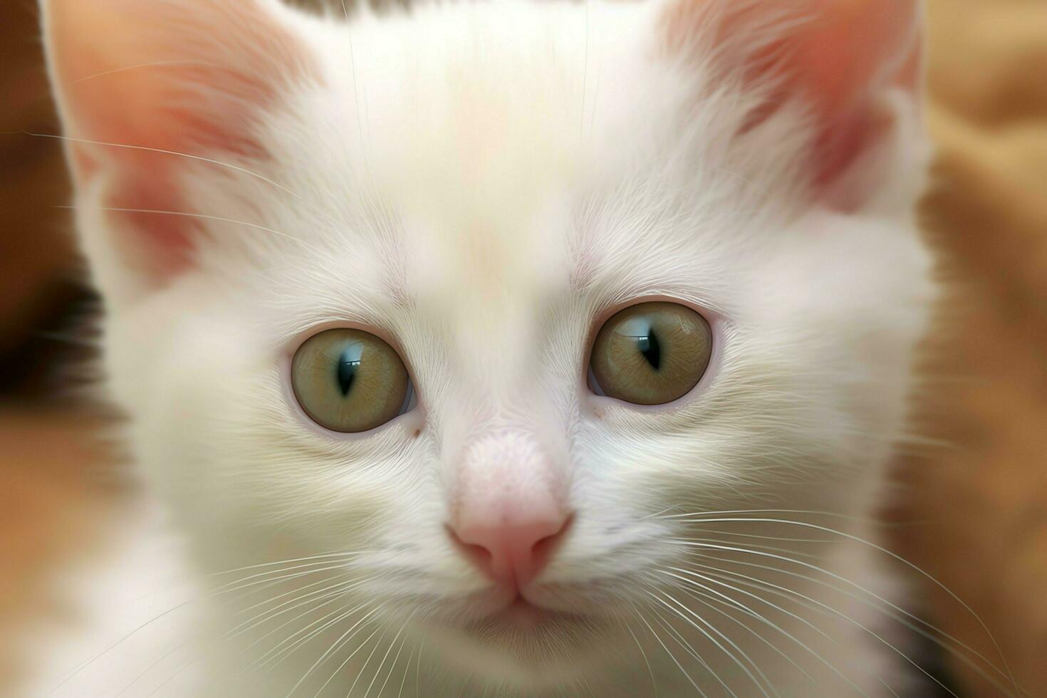 Cute small fluffy kitten with beautiful eyes is sitting or resting. British shorthair. Cat day concept by AI Generated photo