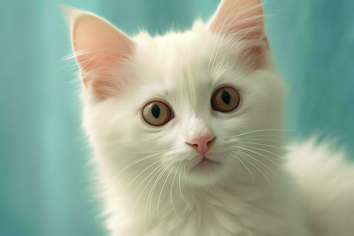 Cute small fluffy kitten with beautiful eyes is sitting or resting. British shorthair. Cat day concept by AI Generated photo