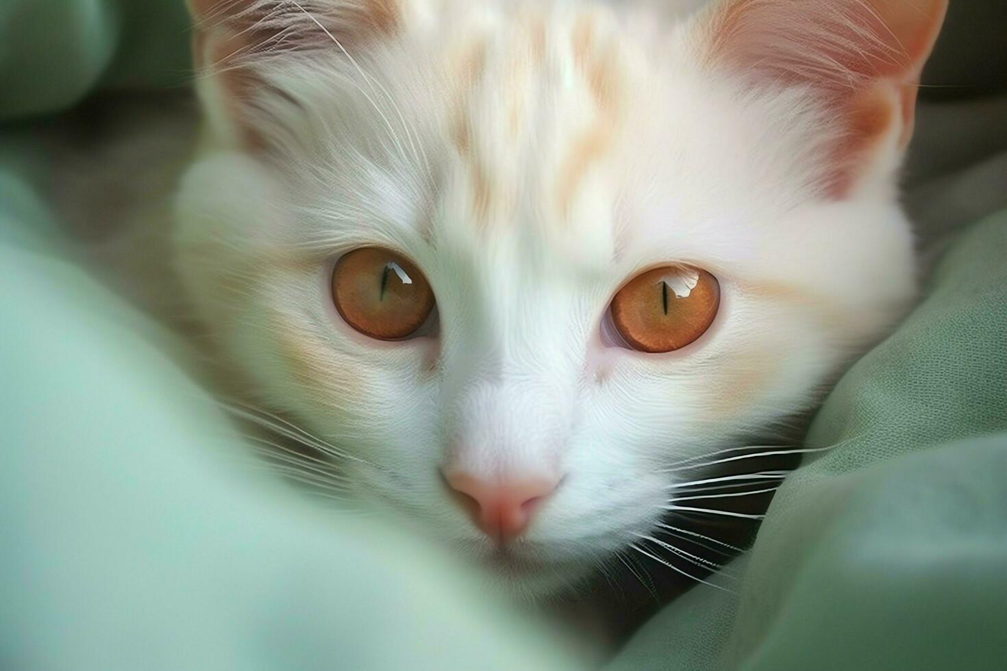 Cute small fluffy kitten with beautiful eyes is sitting or resting. British shorthair. Cat day concept by AI Generated photo