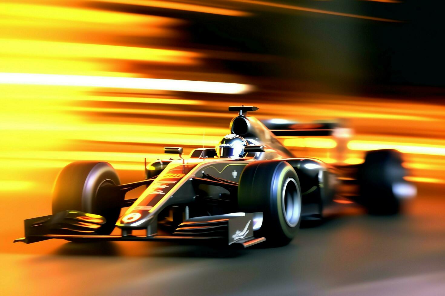 Fast racing car and pilot in formula one champion competitions with speed and flame. Motorsport car concept by AI Generated photo