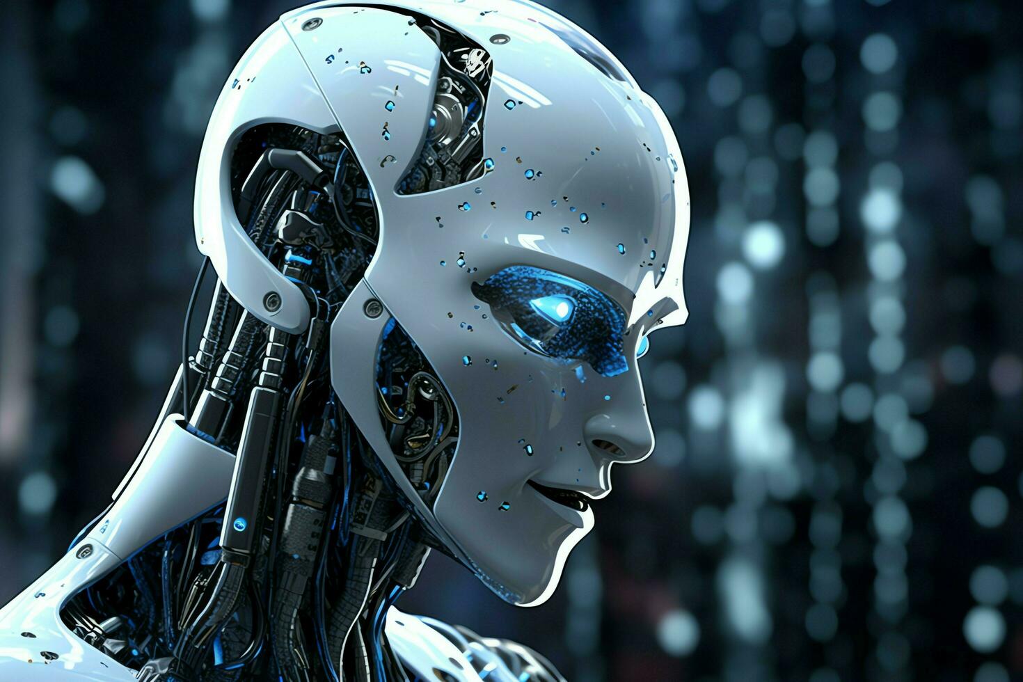 3D rendering technology robotics data analytics or futuristic cyborg with artificial intelligence concept by AI Generated photo