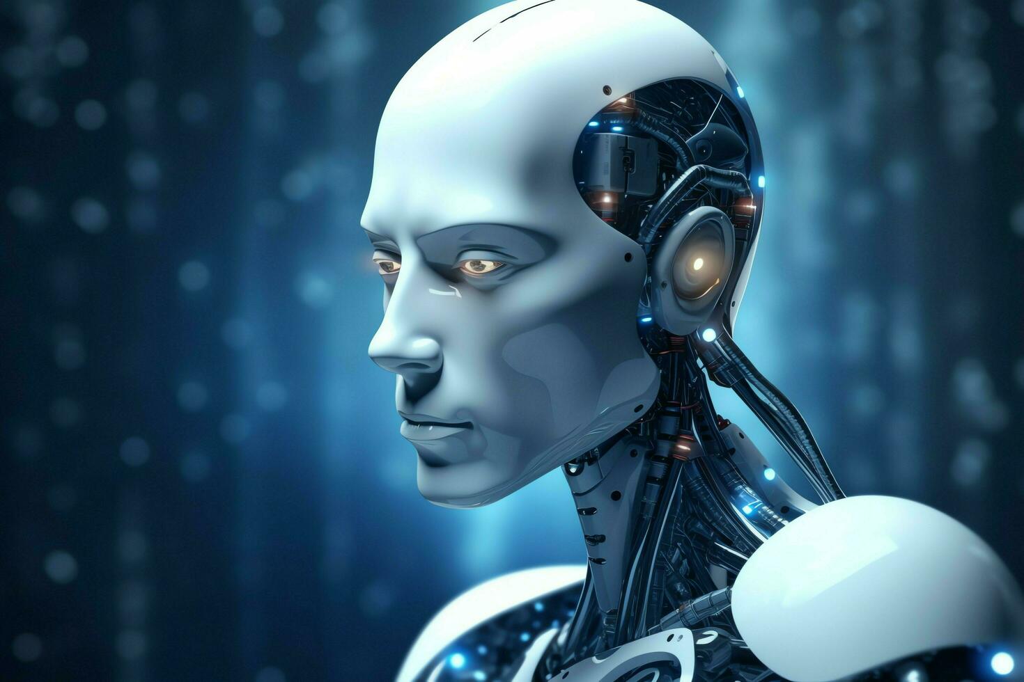 3D rendering technology robotics data analytics or futuristic cyborg with artificial intelligence concept by AI Generated photo