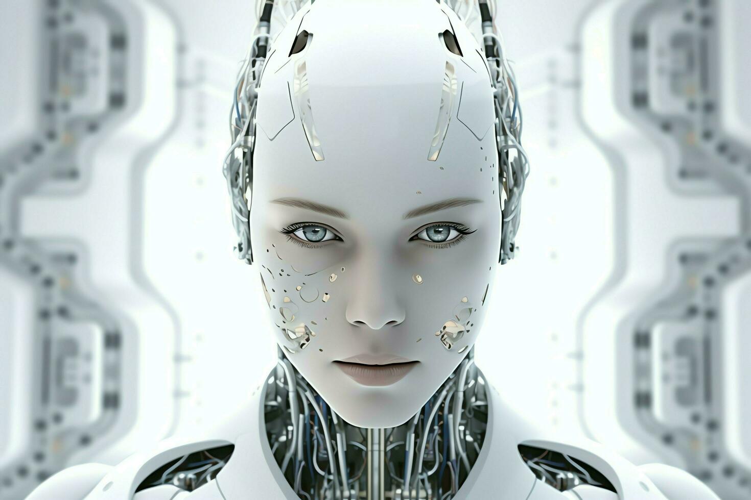 3D rendering technology robotics data analytics or futuristic cyborg with artificial intelligence concept by AI Generated photo