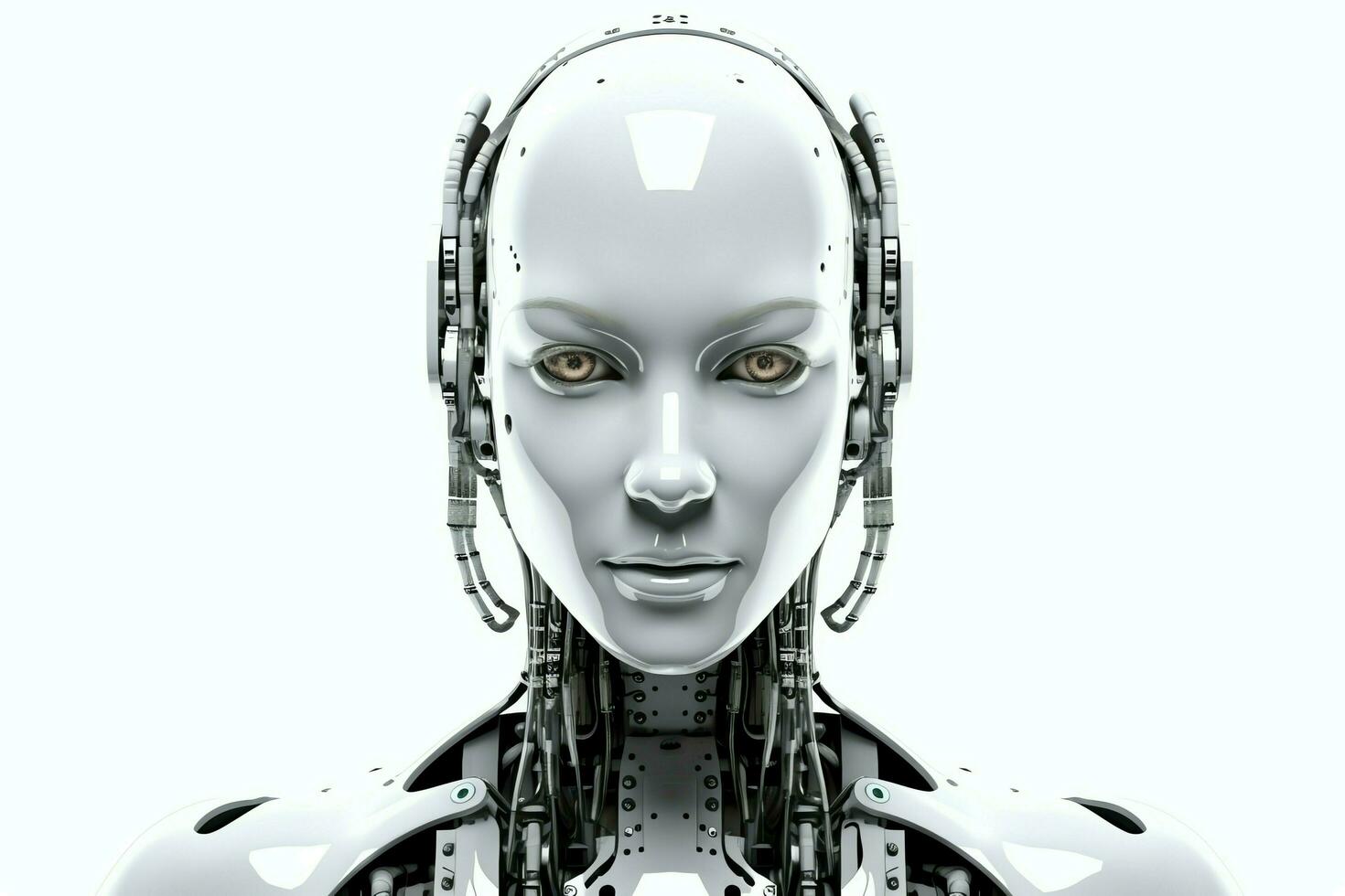 3D rendering technology robotics data analytics or futuristic cyborg with artificial intelligence concept by AI Generated photo