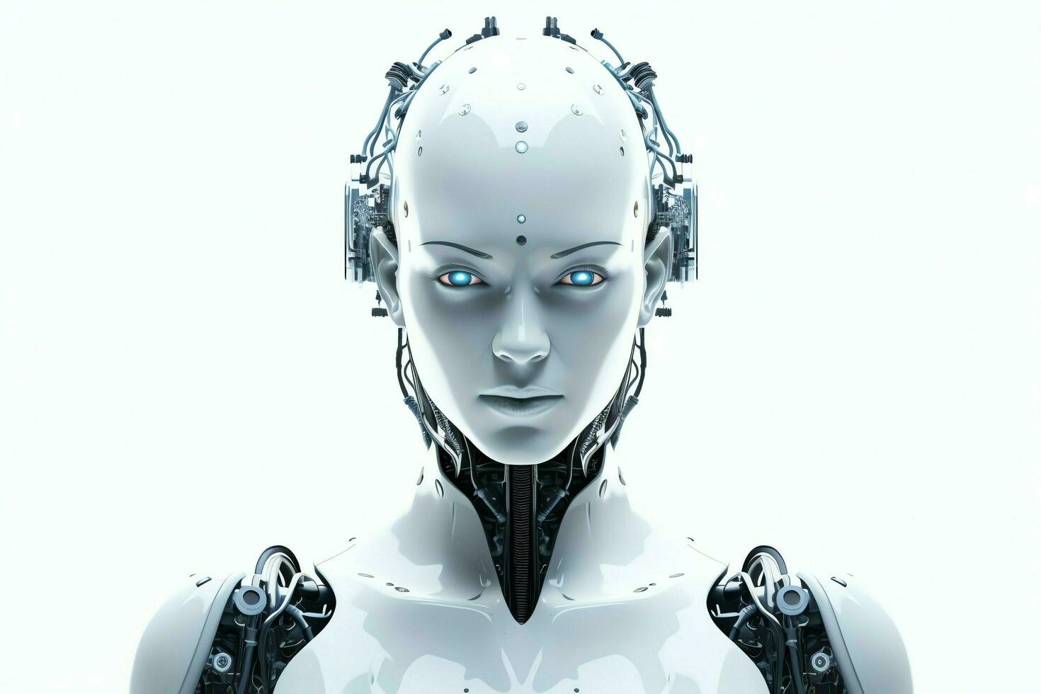 3D rendering technology robotics data analytics or futuristic cyborg with artificial intelligence concept by AI Generated photo