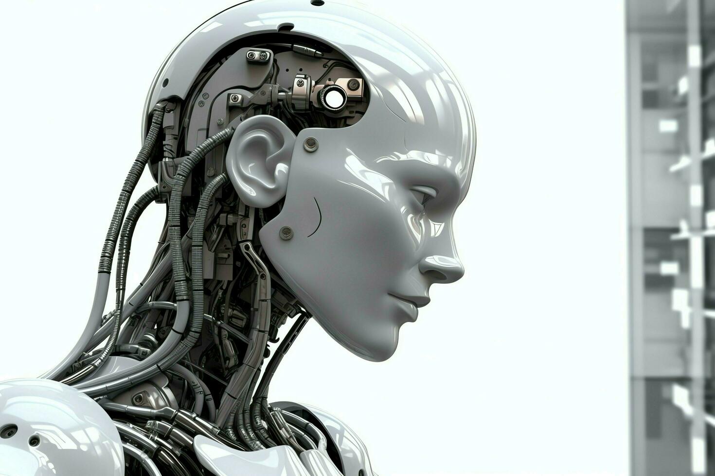 3D rendering technology robotics data analytics or futuristic cyborg with artificial intelligence concept by AI Generated photo