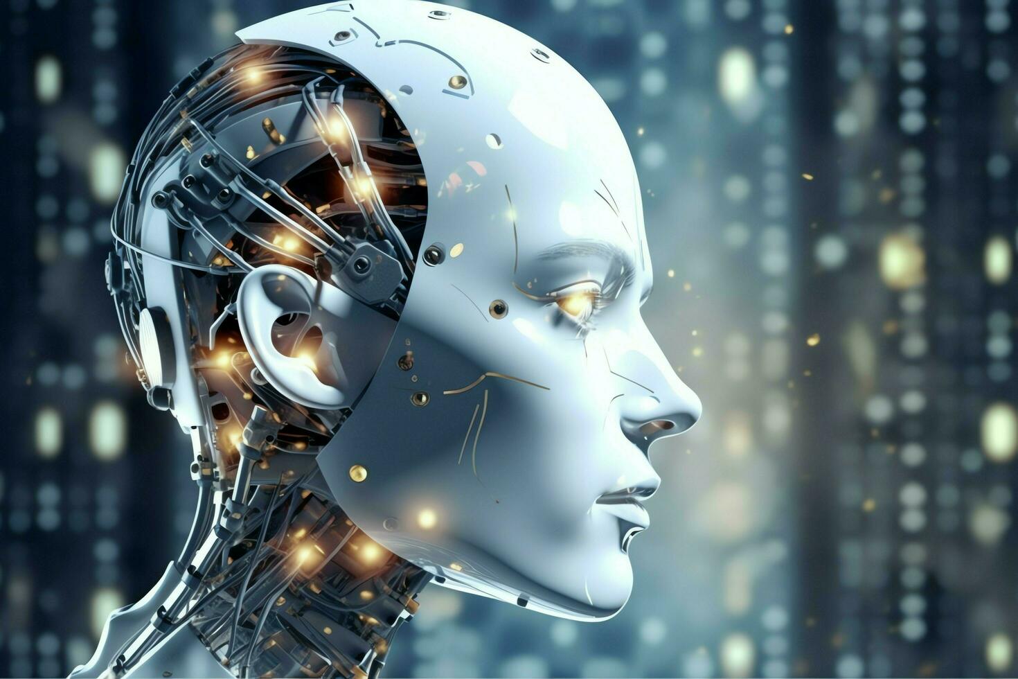 3D rendering technology robotics data analytics or futuristic cyborg with artificial intelligence concept by AI Generated photo