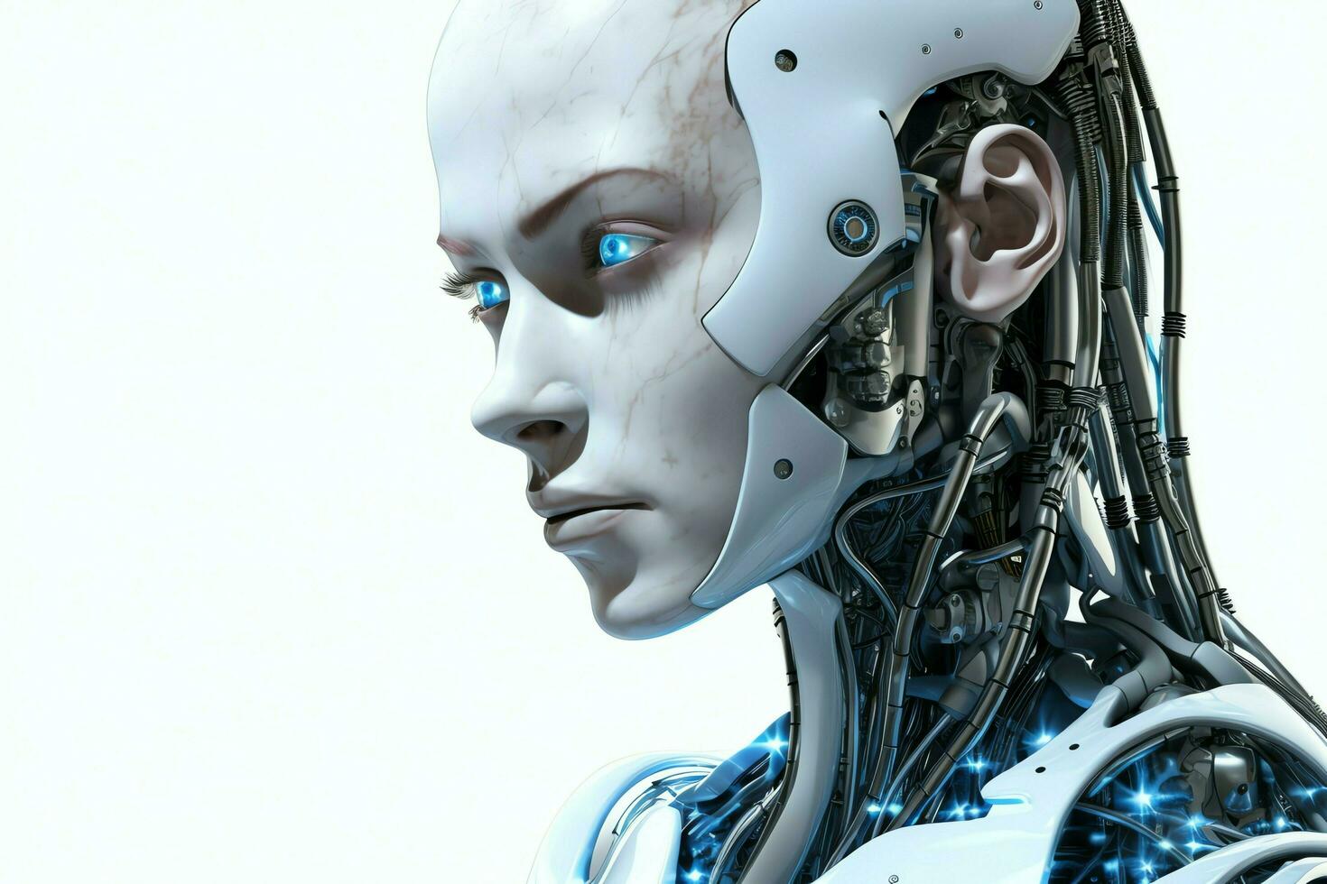 3D rendering technology robotics data analytics or futuristic cyborg with artificial intelligence concept by AI Generated photo