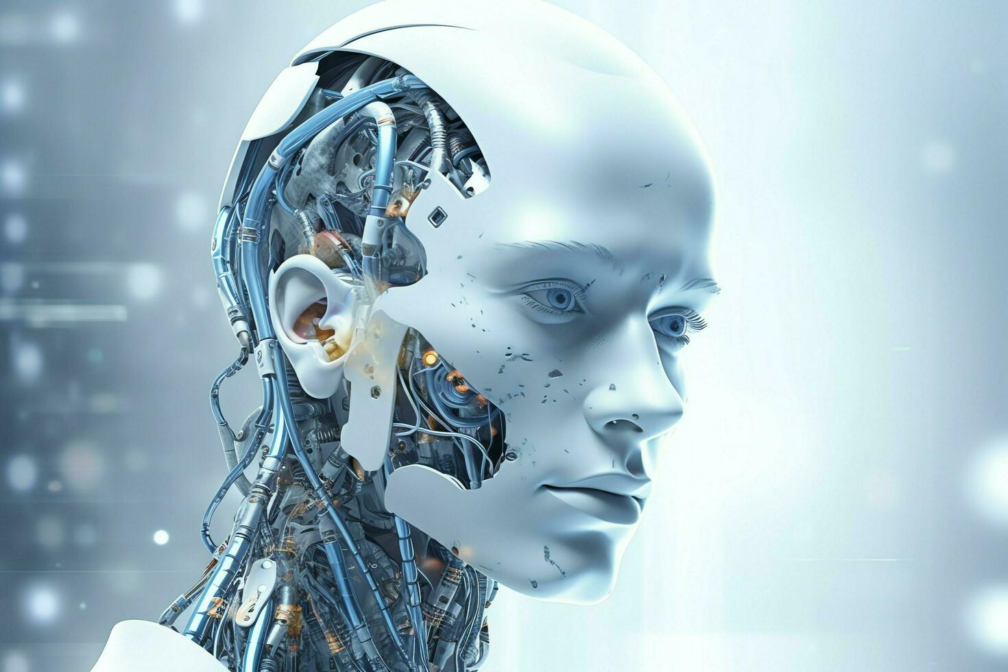 3D rendering technology robotics data analytics or futuristic cyborg with artificial intelligence concept by AI Generated photo