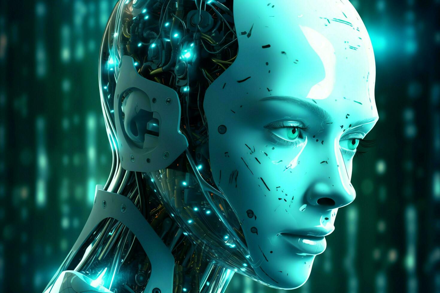 3D rendering technology robotics data analytics or futuristic cyborg with artificial intelligence concept by AI Generated photo