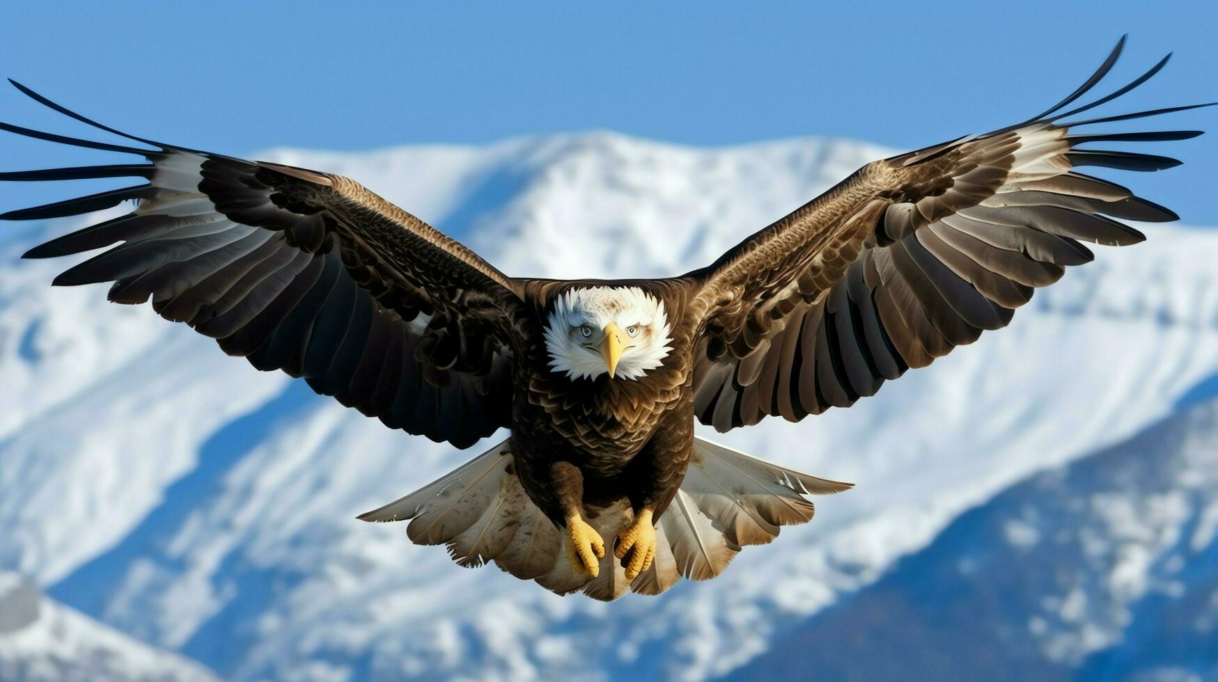 Eagle freely flying under the sunlight and blue sky. Predatory bird hunting in safari east africa concept by AI Generated photo