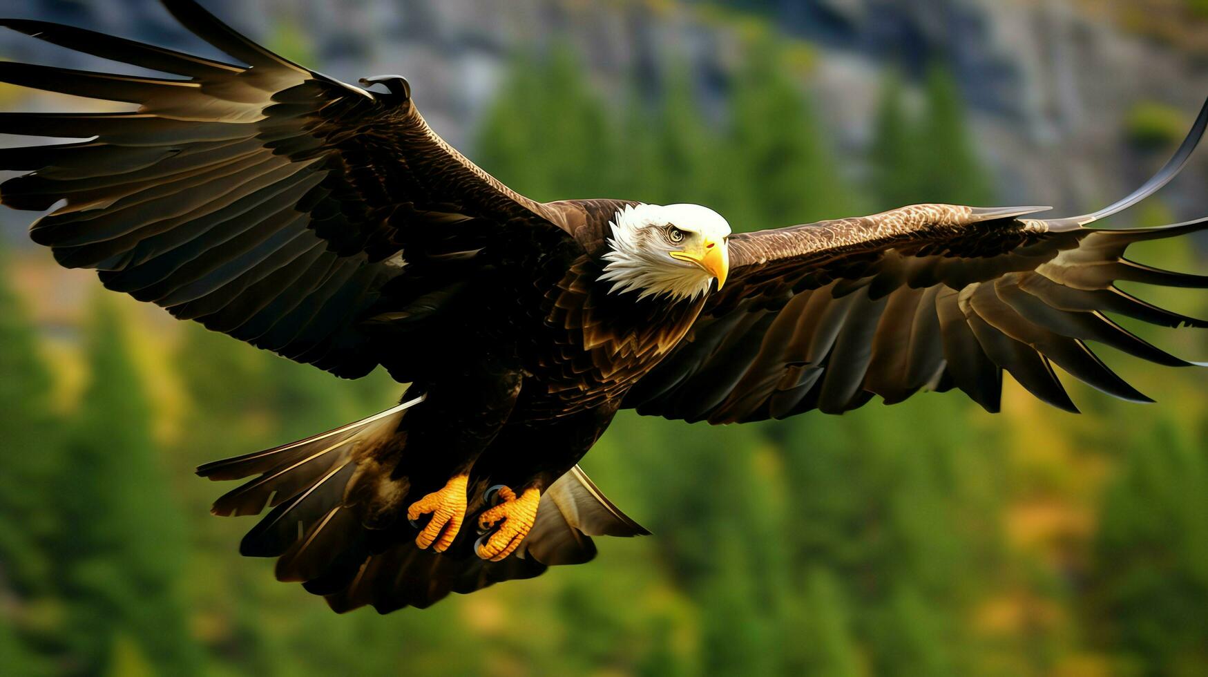 Eagle freely flying under the sunlight and blue sky. Predatory bird hunting in safari east africa concept by AI Generated photo