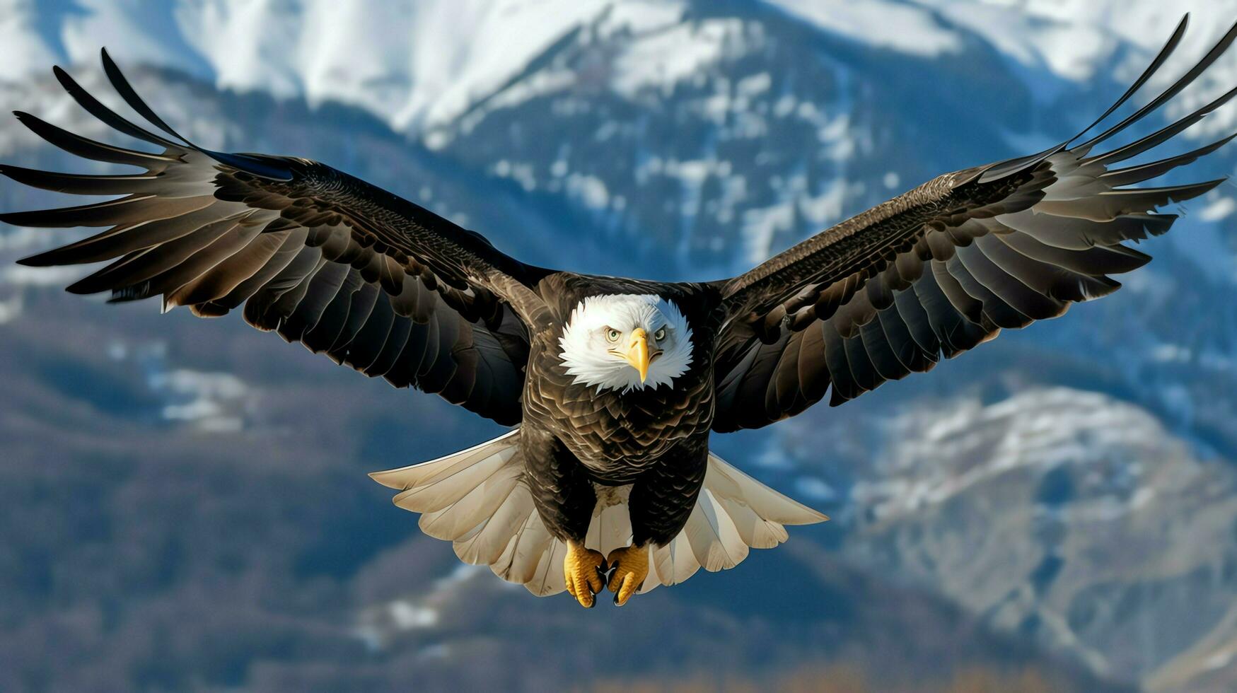 Eagle freely flying under the sunlight and blue sky. Predatory bird hunting in safari east africa concept by AI Generated photo