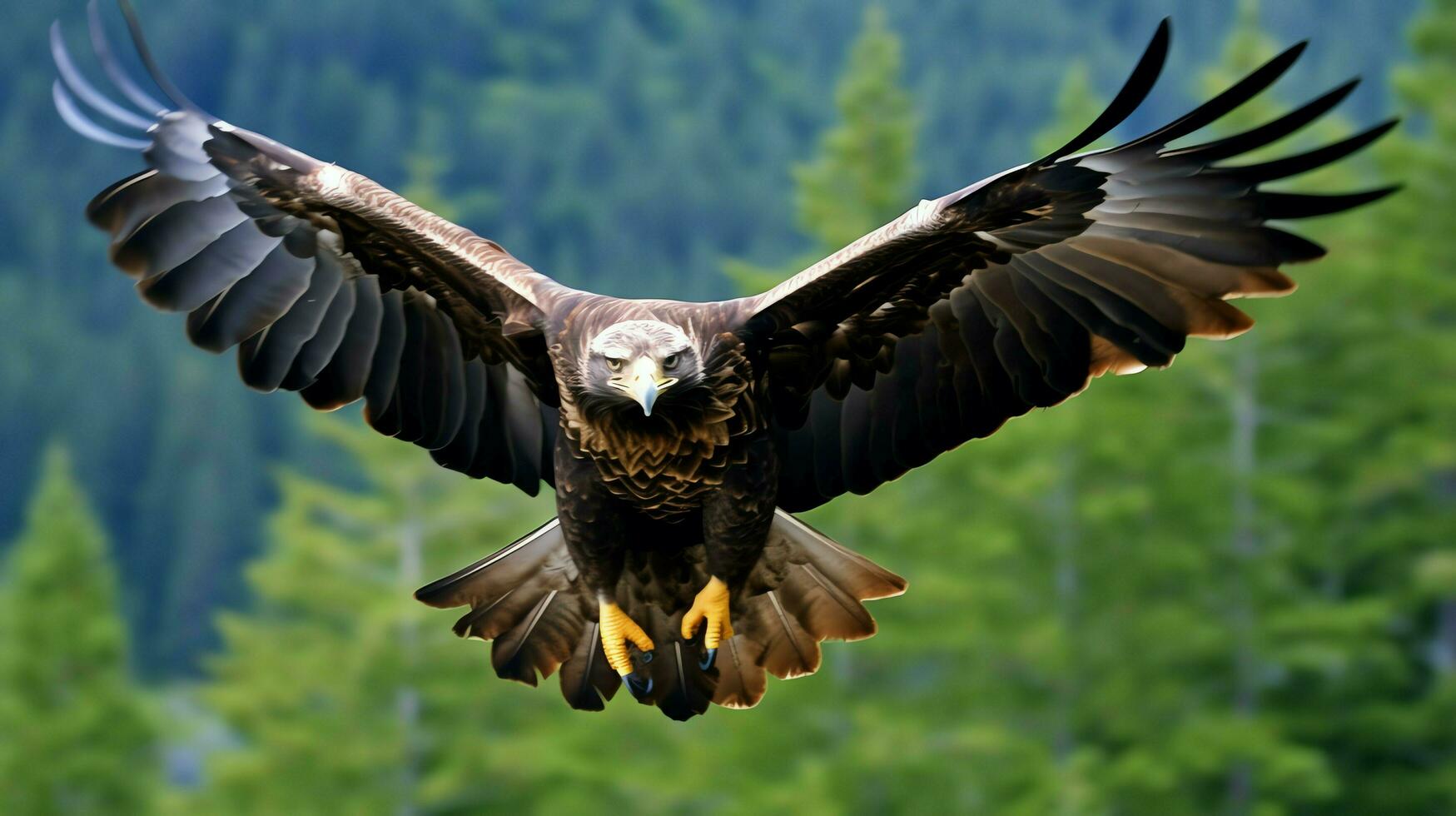 Eagle freely flying under the sunlight and blue sky. Predatory bird hunting in safari east africa concept by AI Generated photo