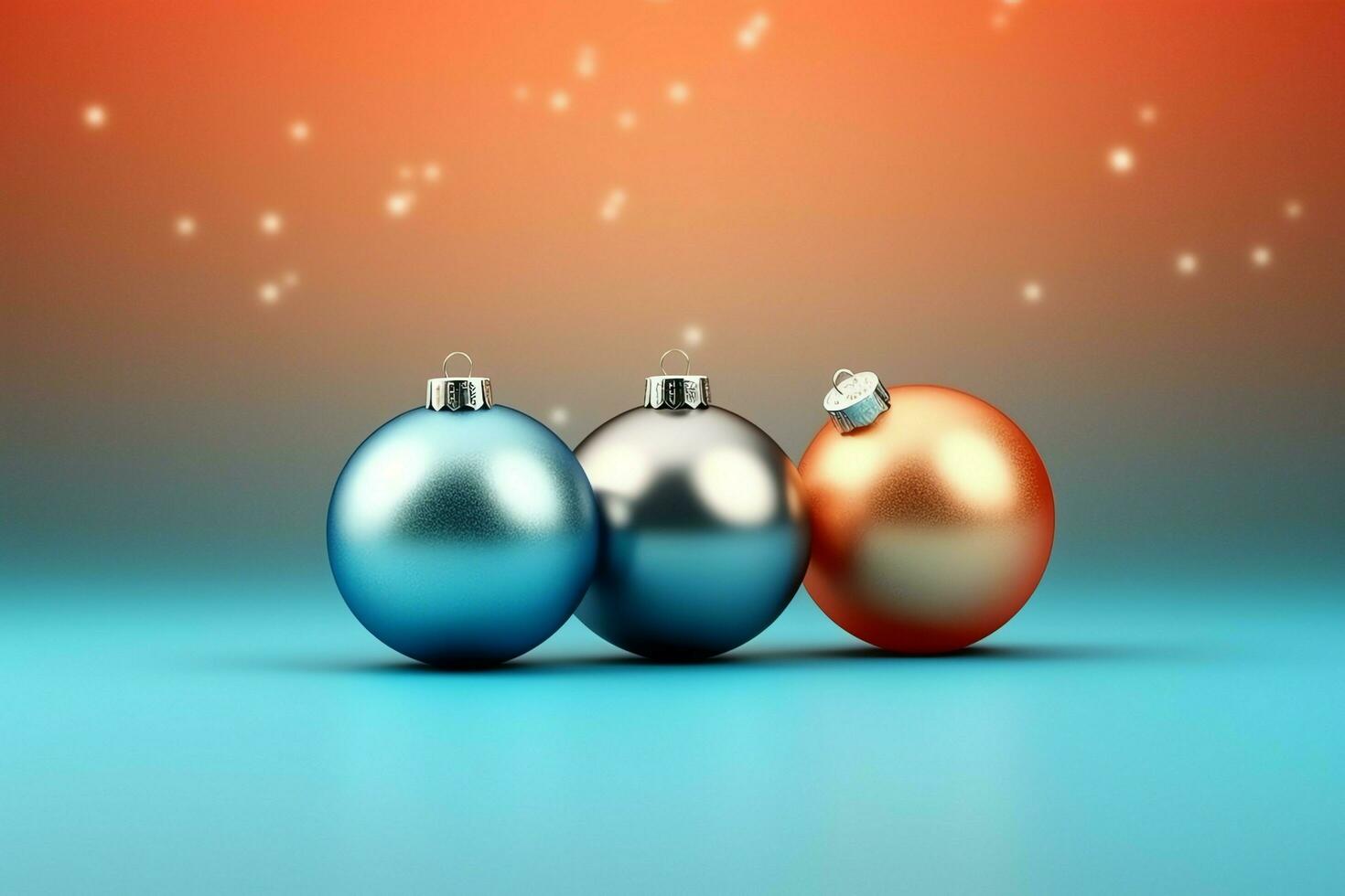 Christmas background with christmas balls ornaments hanging with copy space. Christmas decoration concept by AI Generated photo