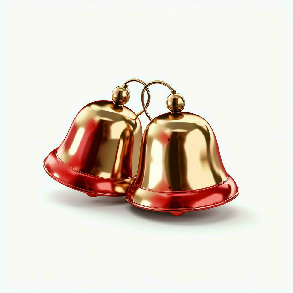 Decorative christmas ornament with christmas golden bells or jingle bells. Christmas decoration concept by AI Generated photo