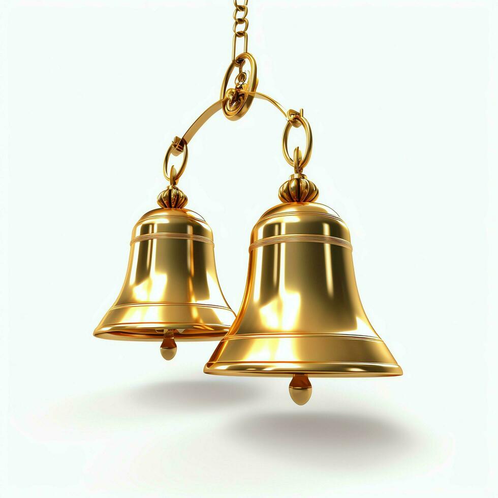 Decorative christmas ornament with christmas golden bells or jingle bells. Christmas decoration concept by AI Generated photo