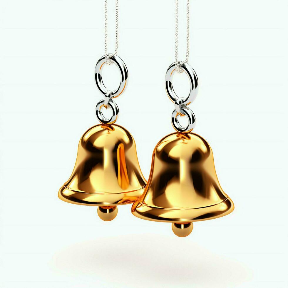 Decorative christmas ornament with christmas golden bells or jingle bells. Christmas decoration concept by AI Generated photo