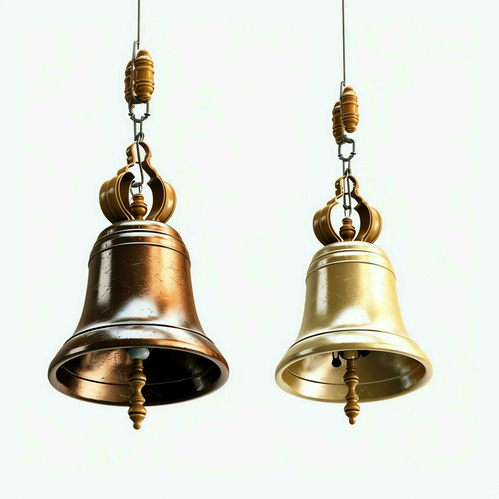 Decorative christmas ornament with christmas golden bells or jingle bells. Christmas decoration concept by AI Generated photo