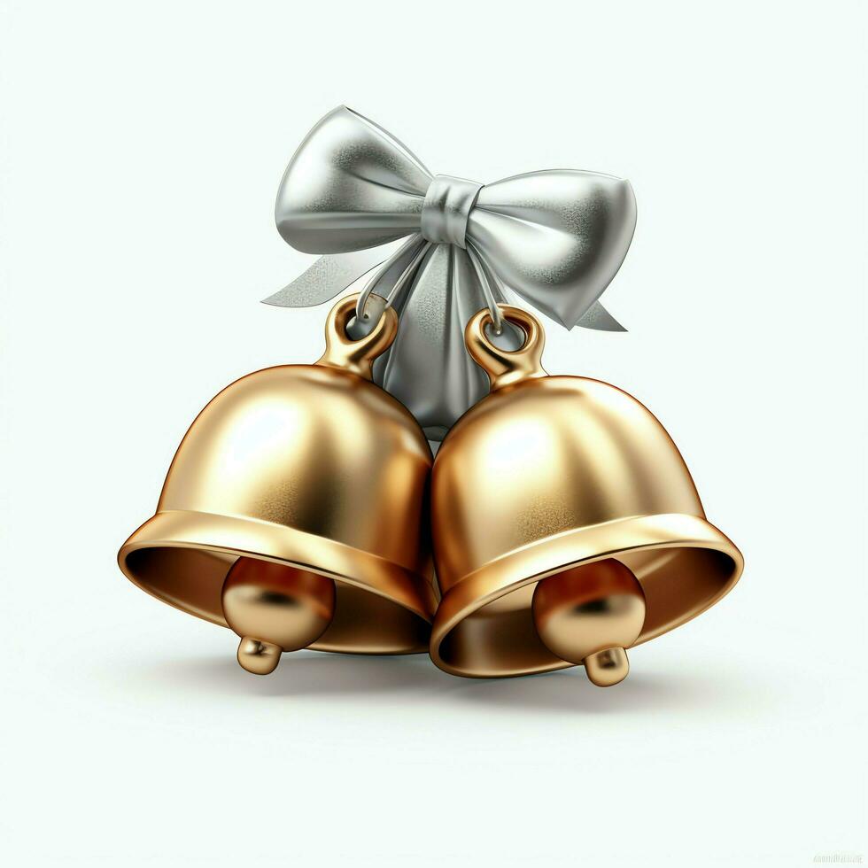 Decorative christmas ornament with christmas golden bells or jingle bells. Christmas decoration concept by AI Generated photo