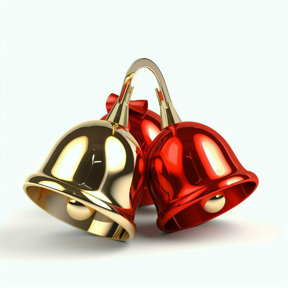 Decorative christmas ornament with christmas golden bells or jingle bells. Christmas decoration concept by AI Generated photo