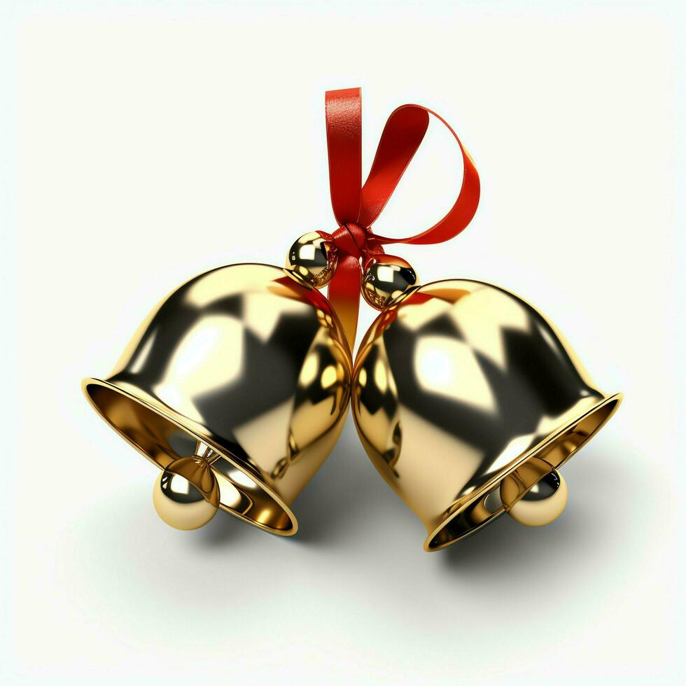 Decorative christmas ornament with christmas golden bells or jingle bells. Christmas decoration concept by AI Generated photo