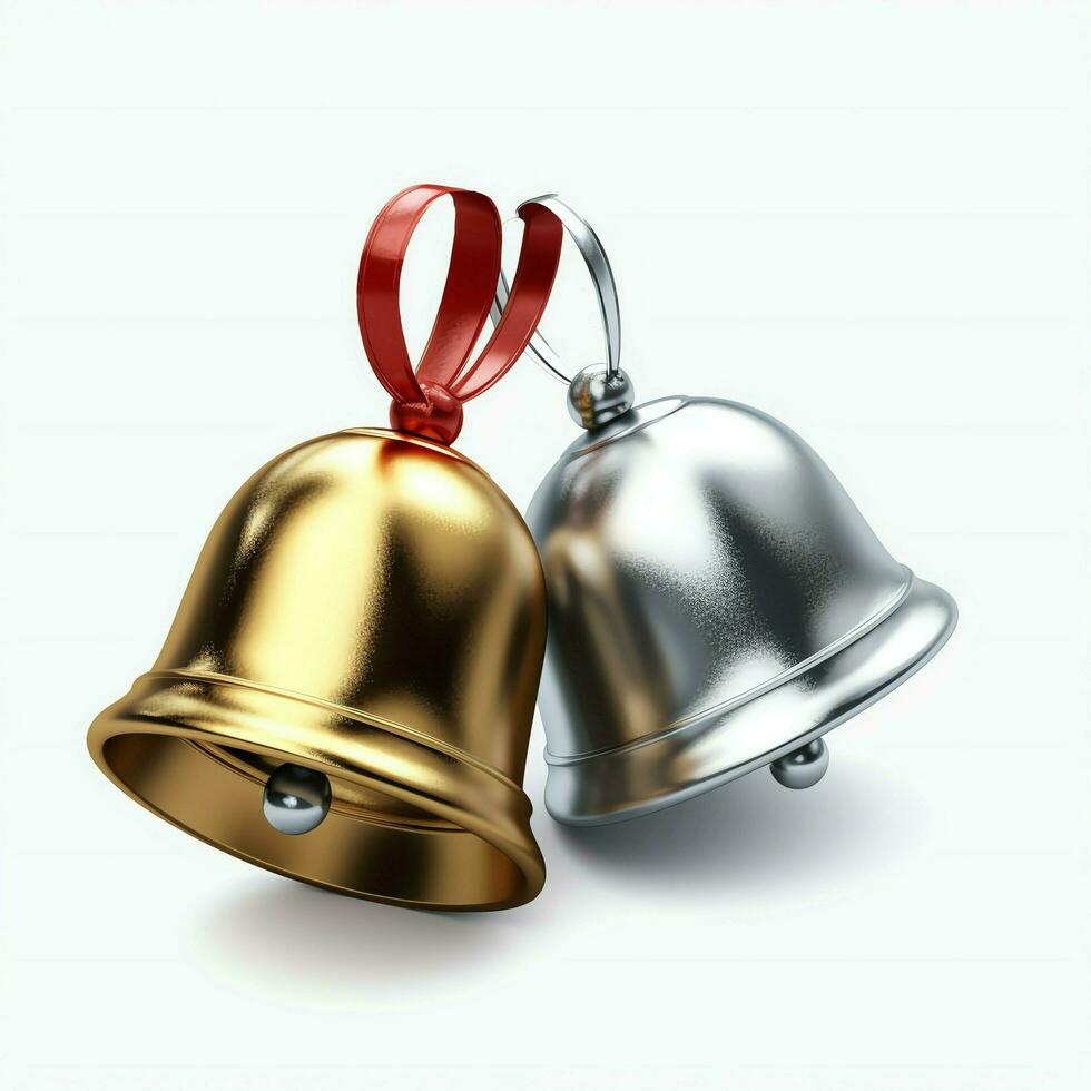 Decorative christmas ornament with christmas golden bells or jingle bells. Christmas decoration concept by AI Generated photo