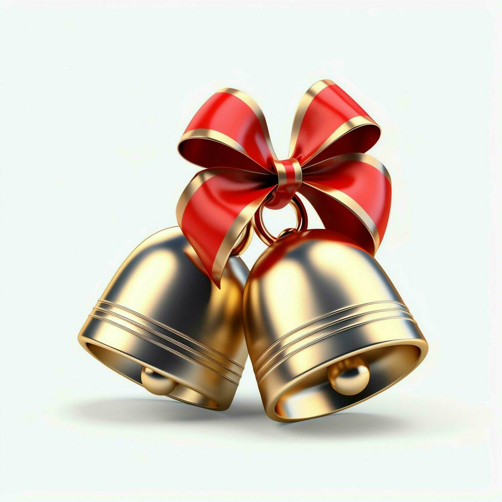 Decorative christmas ornament with christmas golden bells or jingle bells. Christmas decoration concept by AI Generated photo