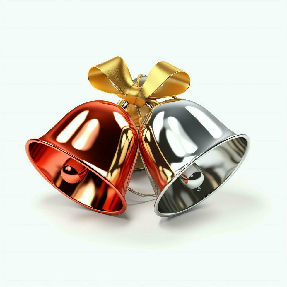 Decorative christmas ornament with christmas golden bells or jingle bells. Christmas decoration concept by AI Generated photo