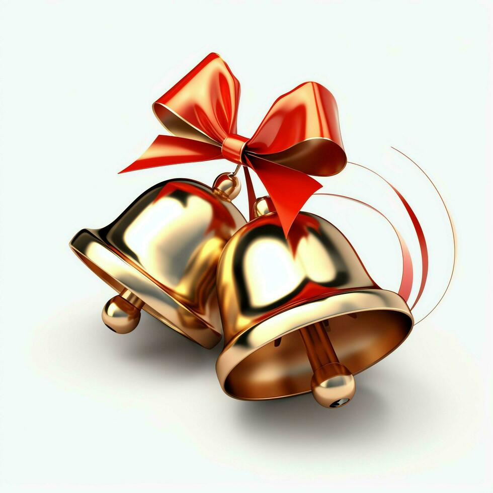 Decorative christmas ornament with christmas golden bells or jingle bells. Christmas decoration concept by AI Generated photo