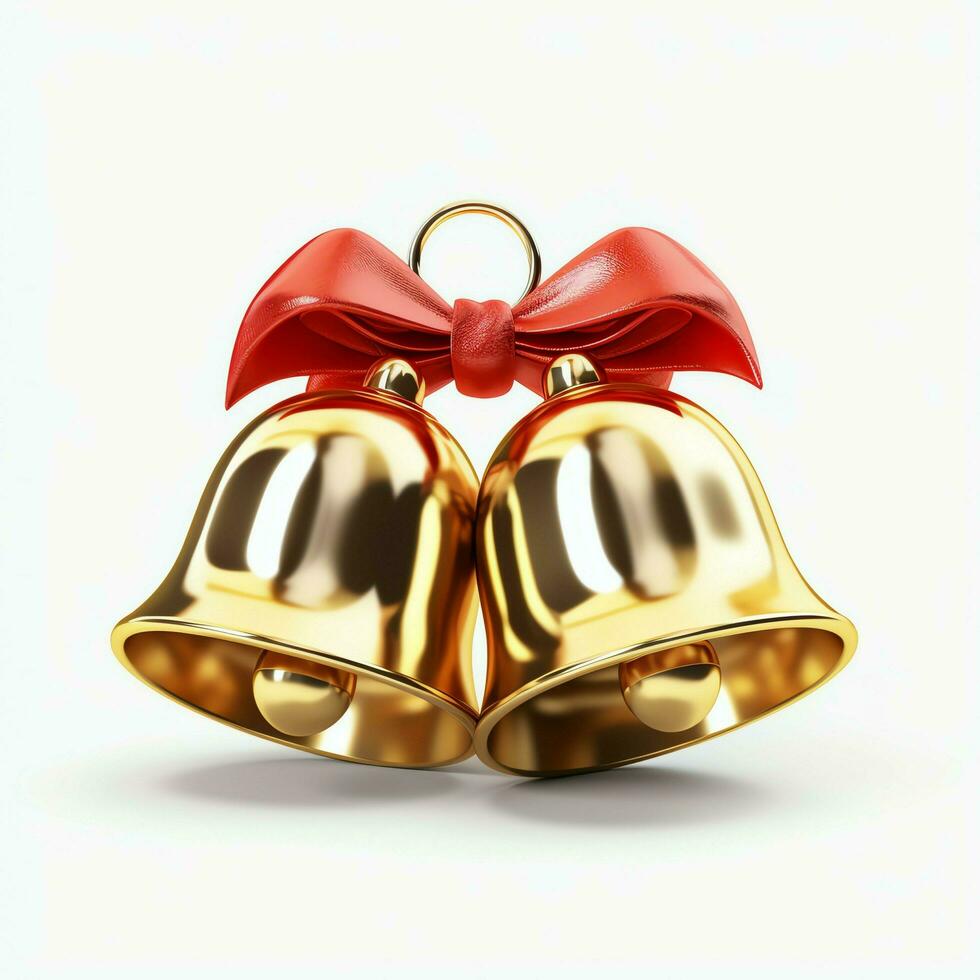 Decorative christmas ornament with christmas golden bells or jingle bells. Christmas decoration concept by AI Generated photo