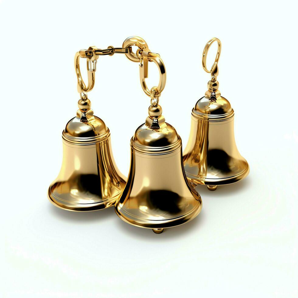 Decorative christmas ornament with christmas golden bells or jingle bells. Christmas decoration concept by AI Generated photo