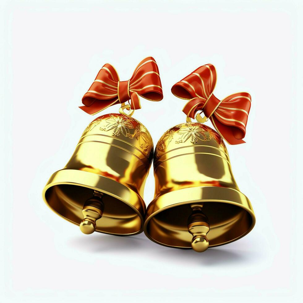Decorative christmas ornament with christmas golden bells or jingle bells. Christmas decoration concept by AI Generated photo
