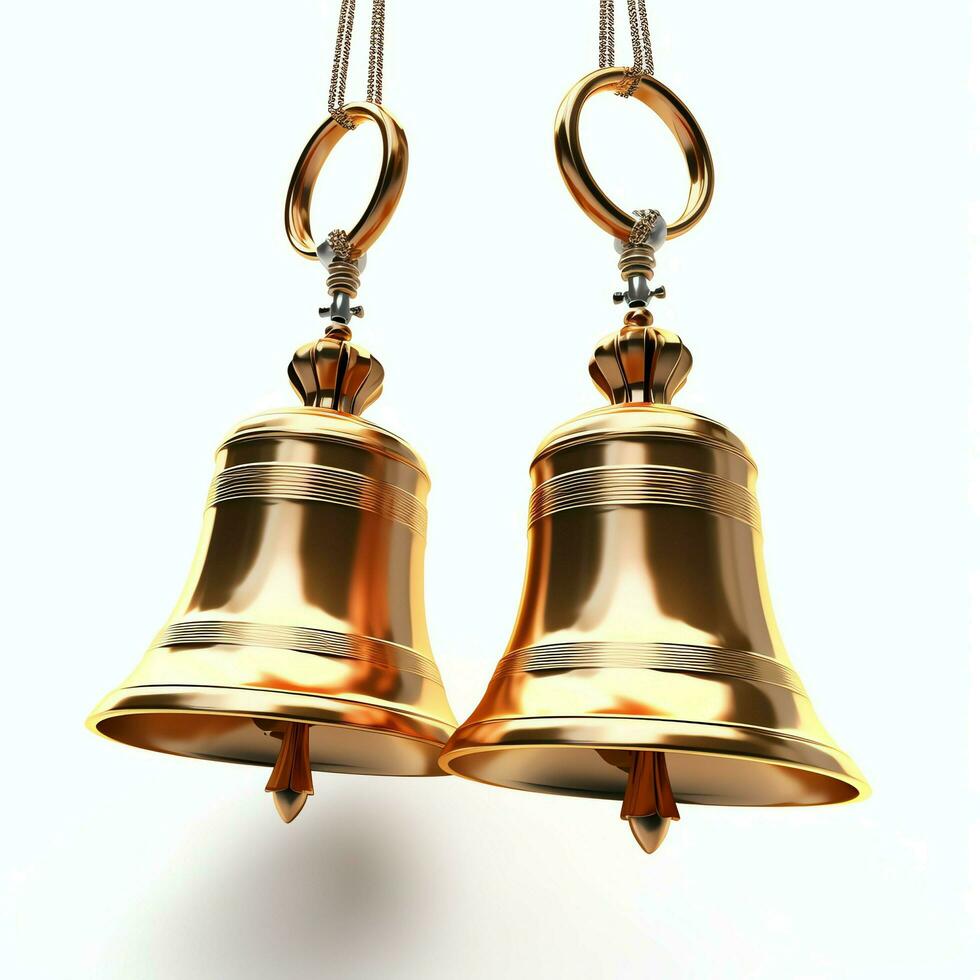 Decorative christmas ornament with christmas golden bells or jingle bells. Christmas decoration concept by AI Generated photo
