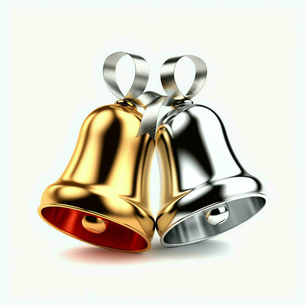 Decorative christmas ornament with christmas golden bells or jingle bells. Christmas decoration concept by AI Generated photo