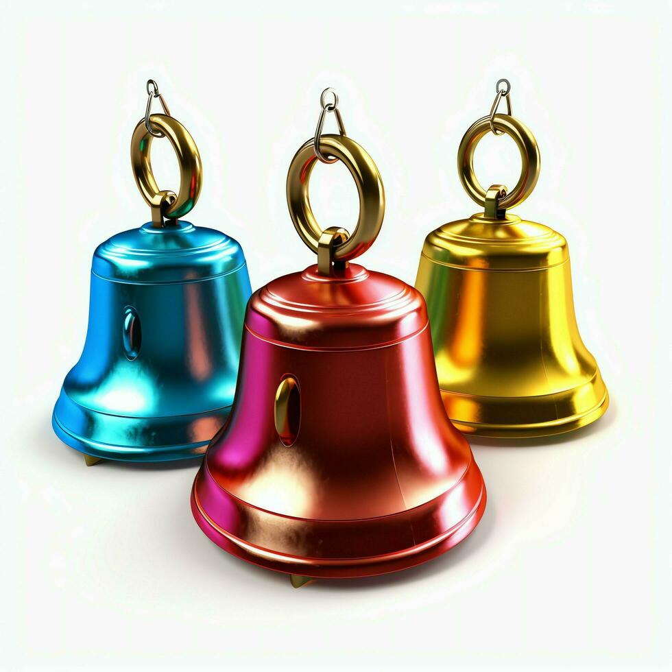 Decorative christmas ornament with christmas golden bells or jingle bells. Christmas decoration concept by AI Generated photo
