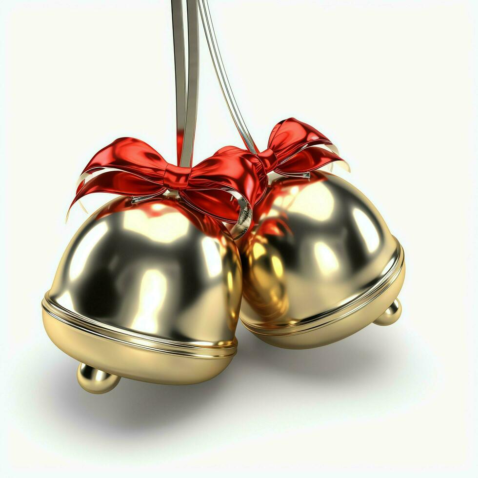 Decorative christmas ornament with christmas golden bells or jingle bells. Christmas decoration concept by AI Generated photo