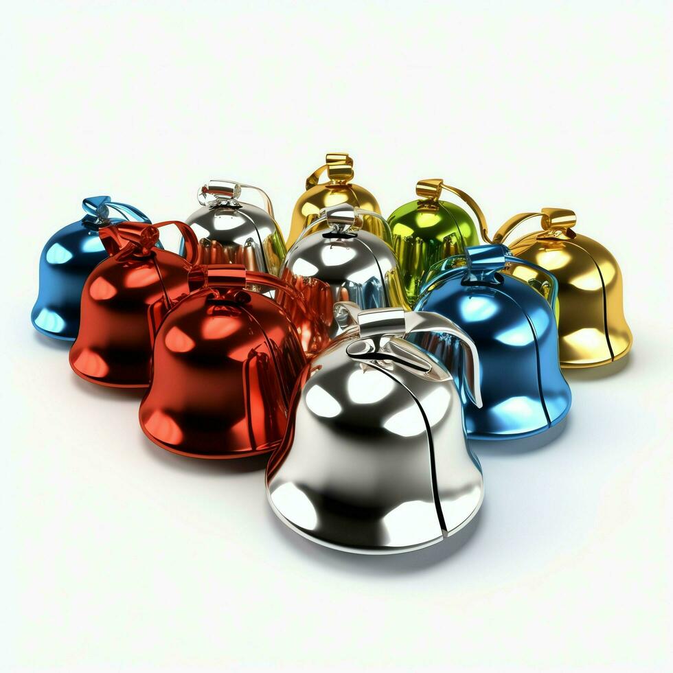 Decorative christmas ornament with christmas golden bells or jingle bells. Christmas decoration concept by AI Generated photo