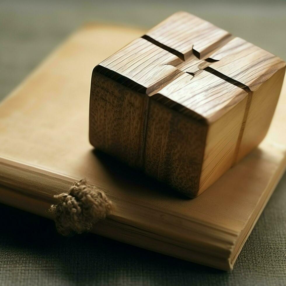 Close up of a holy bible and christian cross on wooden table. Happy good friday or religion concept by AI Generated photo