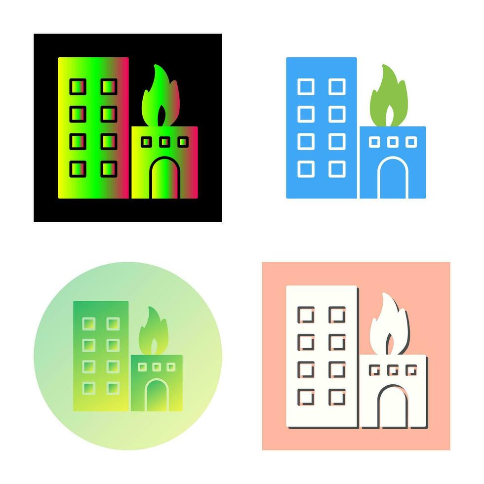 icono de vector de edificio en llamas único