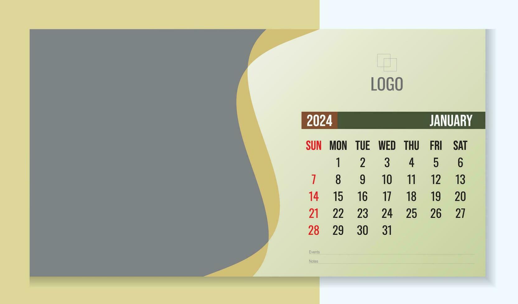 Corporate desk calendar design 2024 vector