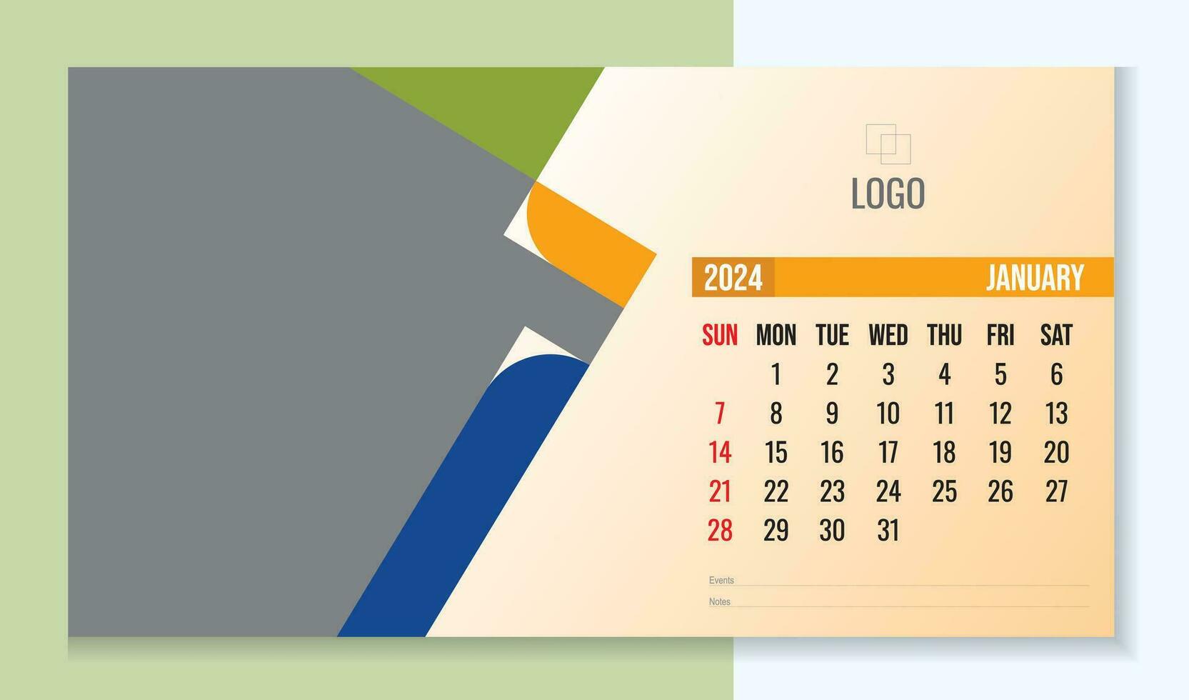 Corporate desk calendar design 2024 vector