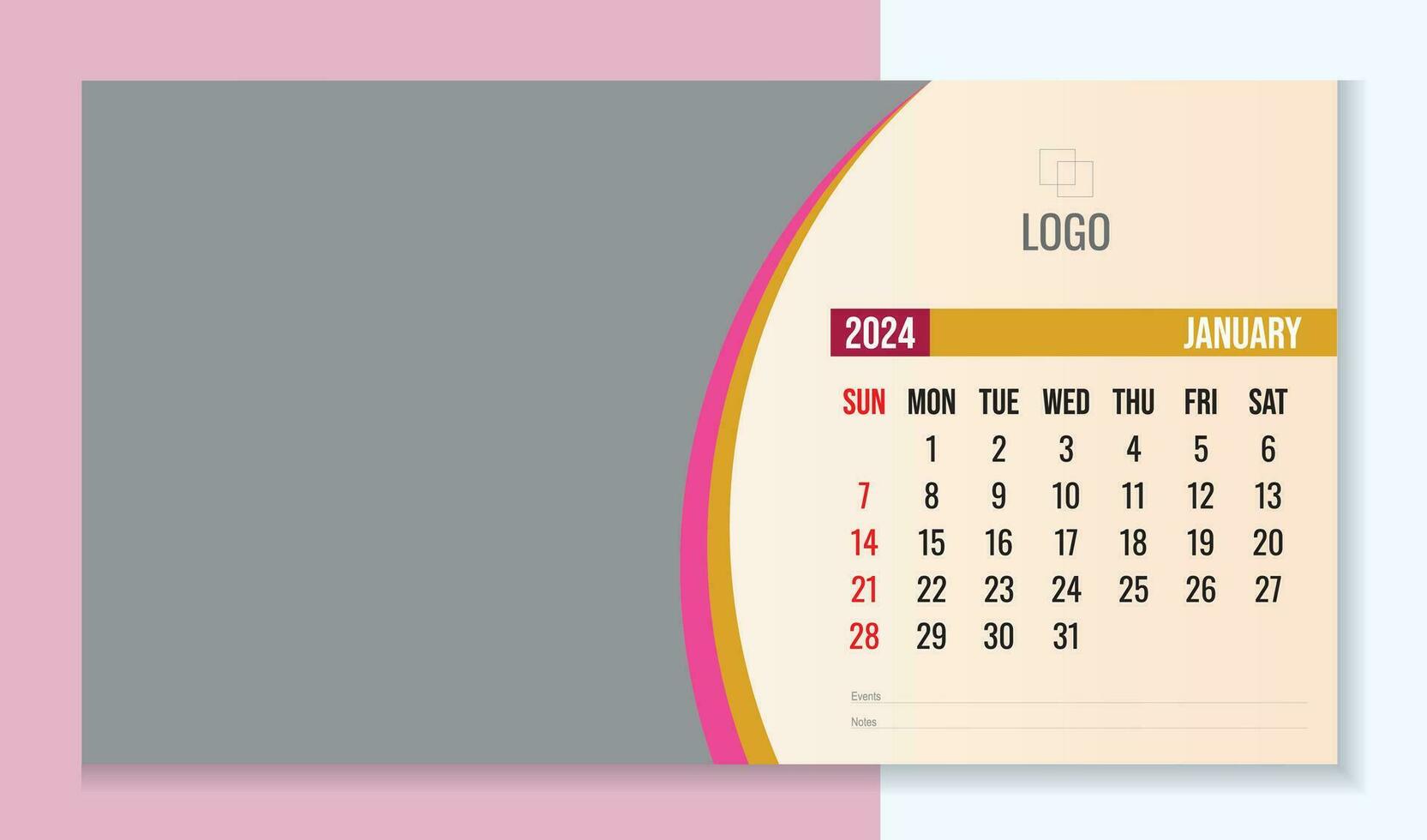 corporativo escritorio calendario diseño 2024 vector