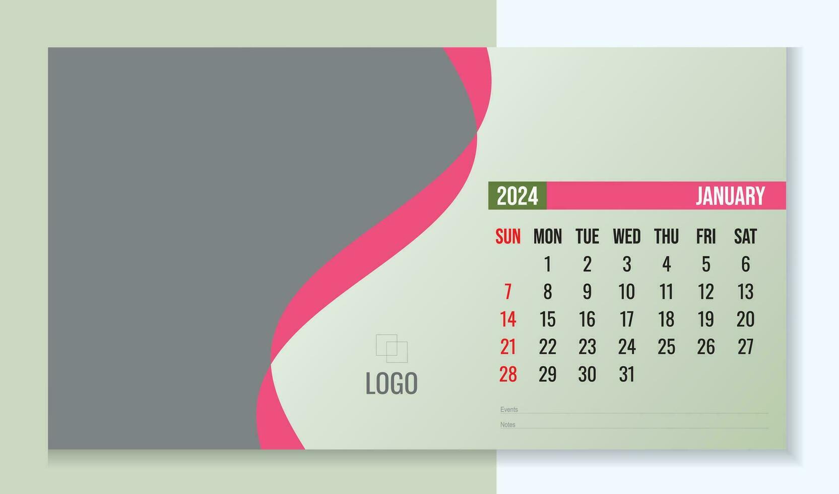 Corporate desk calendar design 2024 vector