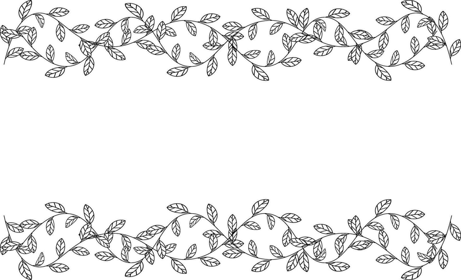 black white floral leaves border vector