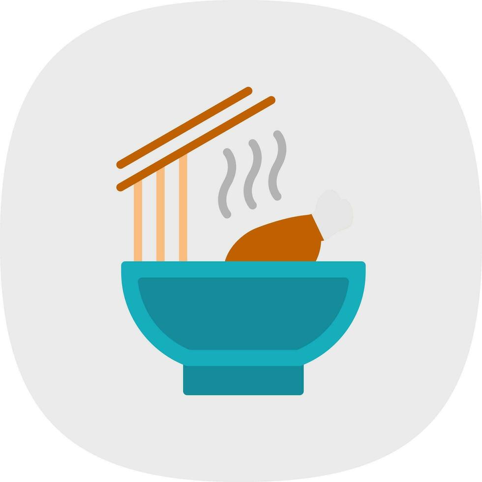 pollo fideos sopa vector icono diseño