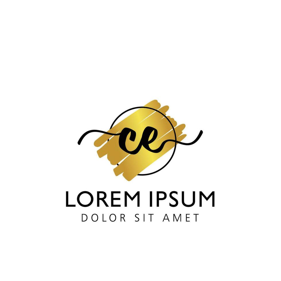 CE Initial Handwriting gold Brush Template Design vector