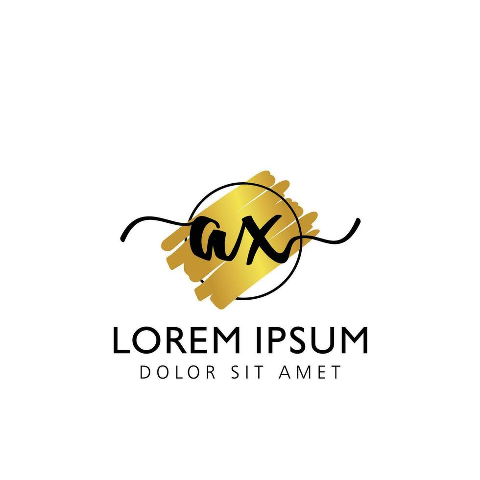 AX Initial Handwriting gold Brush Template Design vector