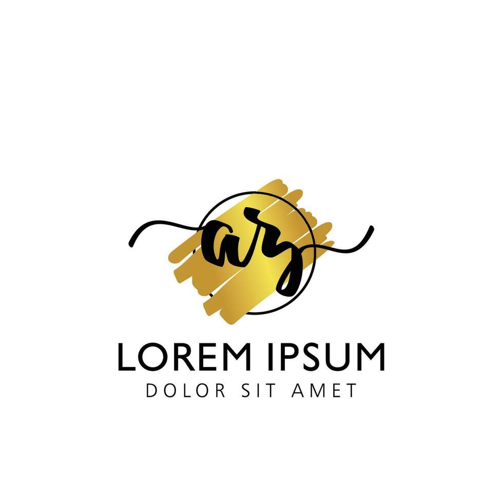 AZ Initial Handwriting gold Brush Template Design vector